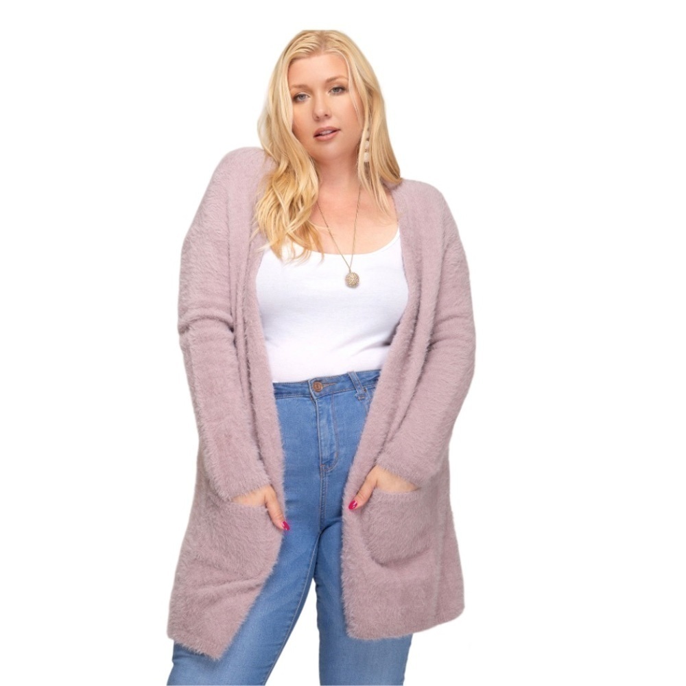SHE + SKY Cardigan fuzzy purple